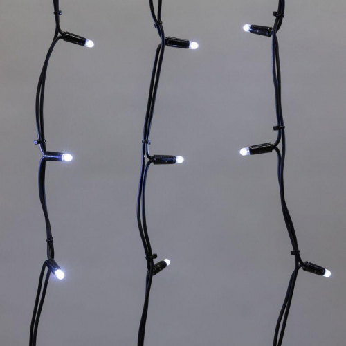 Гирлянда светодиодная "Айсикл" (бахрома) 5х0.7м 152LED бел. 12Вт IP67 провод черн. каучук Neon-Night 255-315 фото 3