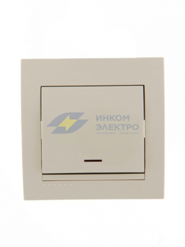 Выключатель 1-кл. СП Deriy 10А с подсветкой крем. LEZARD 702-0303-111