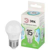 Лампа светодиодная GREEN LINE P45-15W-840-E27 GL 15Вт шар 4000К яркий свет бел. E27 Эра Б0066996