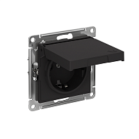 Розетка AtlasDesign 16А IP20 с заземл. защ. шторки с крышкой быстрозажим. клем. механизм карбон SE ATN001046S
