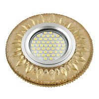 Светильник DLS-L141 GU5.3 GLASSY/GOLD GU5.3 встраив. доп. светодиод. подсветка 3Вт без лампы стекло Fametto UL-00003878