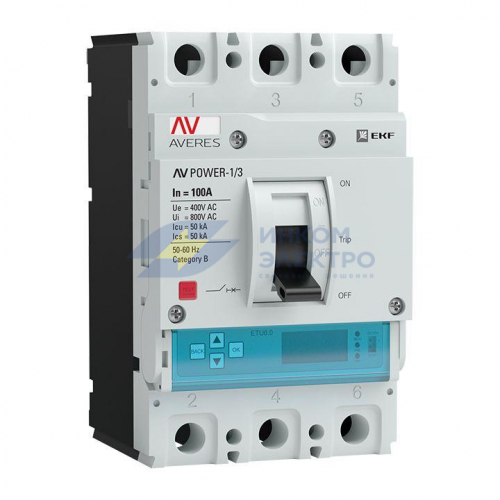 Выключатель автоматический 3п 100А 50кА AV POWER-1/3 ETU6.2 AVERES EKF mccb-13-100-6.2-av Выключатель автоматический 3п 100А 50кА AV POWER-1/3 ETU6.2 AVERES EKF mccb-13-100-6.2-av