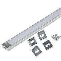 Профиль накладной UFE-K02 SILVER/FROZEN 200 POLYBAG L2000 матов. рассеив. в комплекте: 2 заглушки; 4 крепежа алюм. Uniel UL-00005027