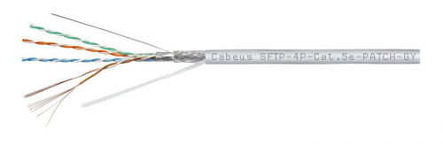 Кабель витая пара SF/UTP кат.5E 4х2х24AWG patch PVC нг(А)-LS SFTP-4P-Cat.5e-PATCH-GY сер. (уп.305м) Cabeus 7260c фото 2 Кабель витая пара SF/UTP кат.5E 4х2х24AWG patch PVC нг(А)-LS SFTP-4P-Cat.5e-PATCH-GY сер. (уп.305м) Cabeus 7260c фото 2