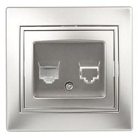 Розетка компьютерная 1-м СП Plano 1-303-03 RJ45 IP20 алюм. Intro Б0030086