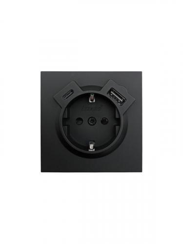 Розетка 1-мест. с/з Type-C+USB разъем СП ZIMA IP20 черн. бархат LEZARD 704-4288-181TC фото 4