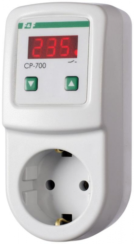 Реле напряжения CP-700 (однофазный; цифровая индикация напряжения тип корпуса вилка-розетка; 150-300В 16А 1NO IP20) F&F EA04.009.010 Реле напряжения CP-700 (однофазный; цифровая индикация напряжения тип корпуса вилка-розетка; 150-300В 16А 1NO IP20) F&F EA04.009.010