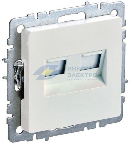 Розетка компьютерная двойная СП RJ45 кат.5E BRITE РК10-2-БрЖ жемчуж. IEK BR-K20-1-K36 Розетка компьютерная двойная СП RJ45 кат.5E BRITE РК10-2-БрЖ жемчуж. IEK BR-K20-1-K36