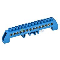 Шина &amp;amp;quot;N&amp;amp;quot; нулевая в комбинированном синем изоляторе на DIN-рейку 8х12мм 14 групп Rexant 11-2319