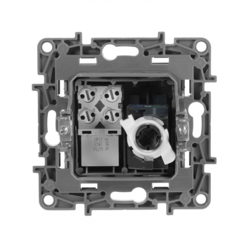 Розетка компьютерная + телефонная 2-м СП Etika RJ45 + RJ11 кат.5E UTP механизм антрацит IEK 672652 фото 3