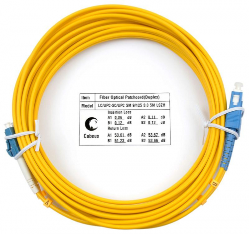 Шнур оптический FOP(d)-9-LC-SC-5м duplex LC-SC 9/125см 5м LSZH Cabeus 7355c