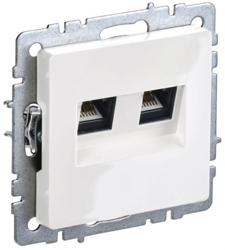 Розетка компьютерная двойн. СП RJ45 кат.6 BRITE РК11-2-БрБ механизм бел. IEK BR-K20-2-K01