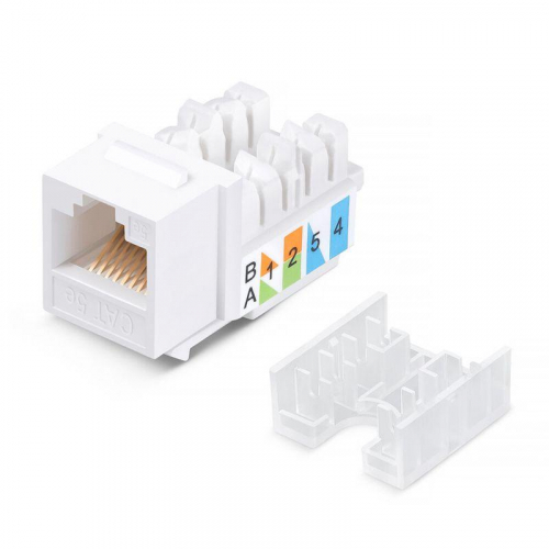 Модуль Keystone Jack RJ-45(8P8C) UTP неэкранир. кат.5e тип 90град. бел. PRO Rexant 02-0064