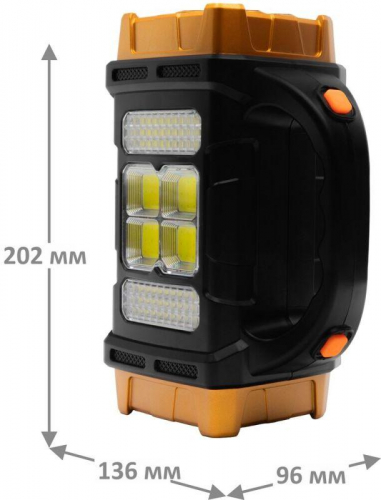 Фонарь аккумуляторный LED38100 76LED+4COB 4 реж. Type-C PowerBank пластик коробка черн./охра Ultraflash 15950 фото 13