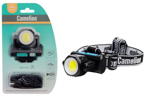 Фонарь налобный LED53402 аккум. 3.7В COB+LED 3.5Вт 4 реж. Type-C блист черн. Camelion 15751 Фонарь налобный LED53402 аккум. 3.7В COB+LED 3.5Вт 4 реж. Type-C блист черн. Camelion 15751