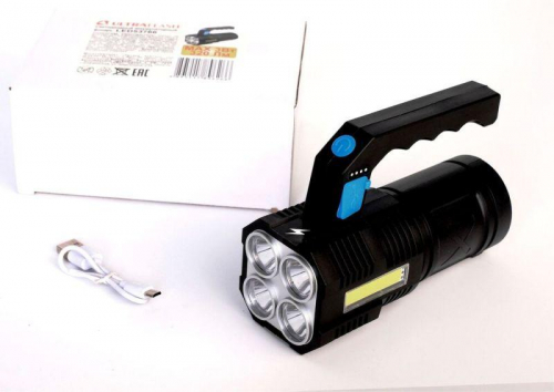 Фонарь аккумуляторный LED53766 4В 4LED+COB 3Вт 4 режима USB бокс черн. Ultraflash 15017
