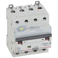 Выключатель автоматический дифференциального тока 4п B 16А 1000мА тип AC 10кА DX3 Leg 411361