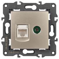 Розетка компьютерная + телевизионная 2-м Elegance 14-3110-04 RJ45 + TV IP20 механизм шампань Эра Б0034317