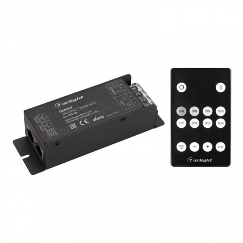 Диммер ARL-SYNC-DIM Black 12-24В 1х25А ПДУ 14 кнопки RF RJ45 IP20 метал. Arlight 035135 Диммер ARL-SYNC-DIM Black 12-24В 1х25А ПДУ 14 кнопки RF RJ45 IP20 метал. Arlight 035135