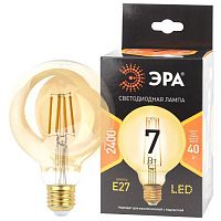 Лампа светодиодная филаментная F-LED G95-7W-824-E27 7Вт G95 шар золотая 2400К тепл. бел. E27 Эра Б0047662