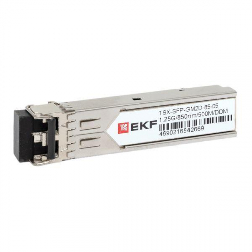 Модуль SFP 1.25Гб двойн. многомодовое оптоволокно 850нм дальность 500м TSX EKF TSX-SFP-GM2D-85-05 Модуль SFP 1.25Гб двойн. многомодовое оптоволокно 850нм дальность 500м TSX EKF TSX-SFP-GM2D-85-05