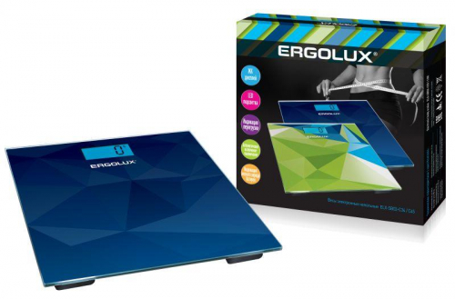 Весы напольные ELX-SB03-C45 до 180кг LED подсветка абстракция син. Ergolux 13434