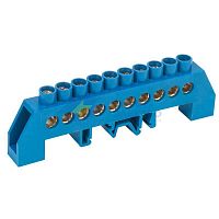Шина &amp;amp;quot;N&amp;amp;quot; нулевая в комбинированном синем изоляторе на DIN-рейку 8х12мм 10 групп Rexant 11-2316
