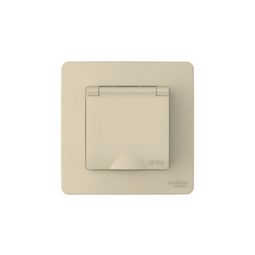 Розетка 1-м СП Blanca 16А IP44 250В с заземл. защ. шторки с крышкой беж. SE BLNRS441117 фото 2