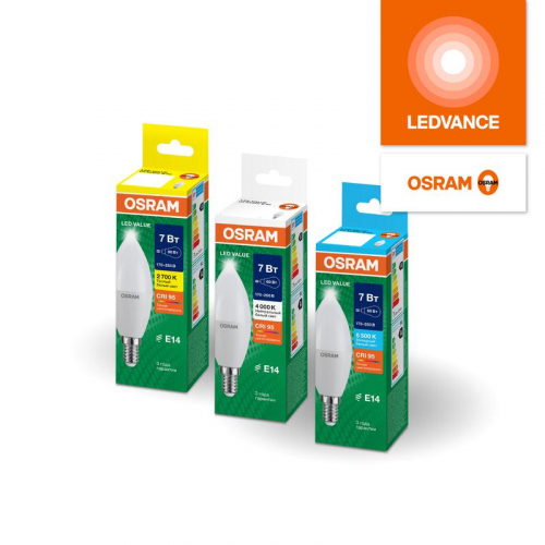 Лампа светодиодная LED G4 Value LVCLB100 12W/927 CRI95 12Вт 2700К 1200лм свеча матов. E14 170-250В OSRAM 4099854308659 фото 6 Лампа светодиодная LED G4 Value LVCLB100 12W/927 CRI95 12Вт 2700К 1200лм свеча матов. E14 170-250В OSRAM 4099854308659 фото 6