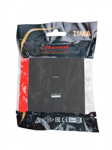 Розетка Type-C+ USB разъем СП ZIMA IP20 черн. бархат LEZARD 704-4288-192TC фото 6 Розетка Type-C+ USB разъем СП ZIMA IP20 черн. бархат LEZARD 704-4288-192TC фото 6