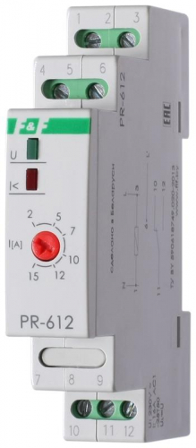 Реле тока РR-612 (2-15А монтаж на DIN-рейке 35мм 230В AC 16А 1перекл IP20) F&F EA03.003.003 Реле тока РR-612 (2-15А монтаж на DIN-рейке 35мм 230В AC 16А 1перекл IP20) F&F EA03.003.003