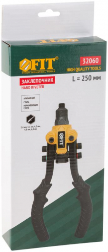 Заклепочник силовой двуручный компактный 2.4-6.4мм (250мм) FIT 32060 фото 3 Заклепочник силовой двуручный компактный 2.4-6.4мм (250мм) FIT 32060 фото 3