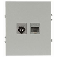 Розетка комбинированная СП Arktik RJ45 + TV 16А IP20 250В алюм. Эра Б0070496