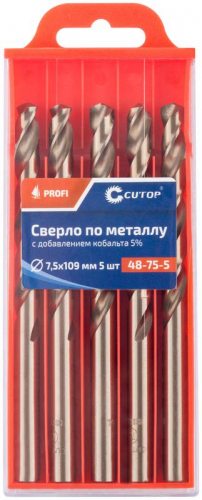 Сверло по металлу ПРОФИ/Profi 7.5х109мм с кобальтом 5% (уп.5шт) Cutop 48-75-5 фото 3