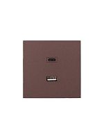 Розетка СП ZIMA IP20 Type-C + USB механизм шоколад LEZARD 704-7388-192TC