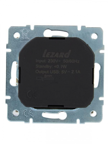 Розетка с заземл. + USB разъем VESNA зол. LEZARD 742-3688-181 фото 4