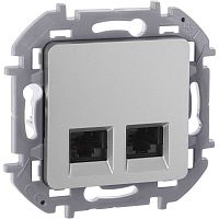 Розетка компьютерная 2-м Inspiria RJ45 кат.6 UTP механизм алюм. IEK 673842