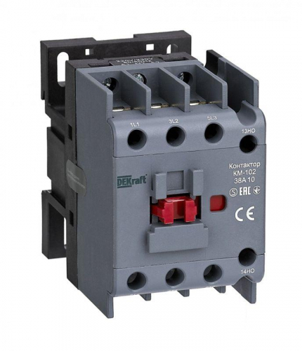 Контактор КМ-102 38А кат. 220В/230В AC 1НЗ AC-3 AC-4 DEKraft 22314DEK Контактор КМ-102 38А кат. 220В/230В AC 1НЗ AC-3 AC-4 DEKraft 22314DEK