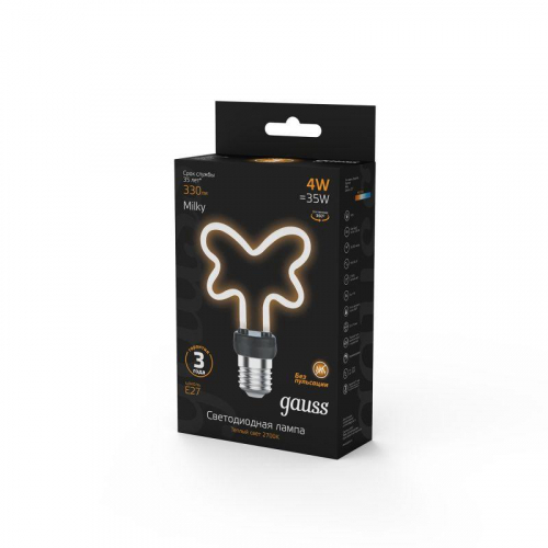 Лампа светодиодная филаментная Filament Artline 4Вт Butterfly матов. 2700К тепл. бел. Е27 330лм milky GAUSS 1001802104 фото 2