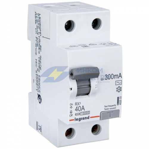 Выключатель дифференциального тока (УЗО) 2п 40А 300мА тип AC RX3 Leg 402033 фото 3