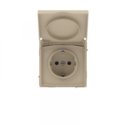 Розетка силовая KANT IP44 2P+E защ. шторки с крышкой ванильн. марципан DKC 7015013