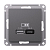 Розетка USB AtlasDesign тип A+C 5В/2.4А 2х5В/1.2А механизм базальт SE ATN001439