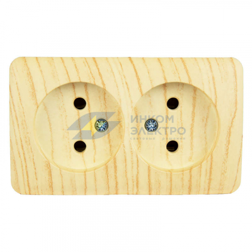 Розетка 2-м ОП Viola 16А IP20 без заземл. беленый дуб LEZARD 751-5200-128
