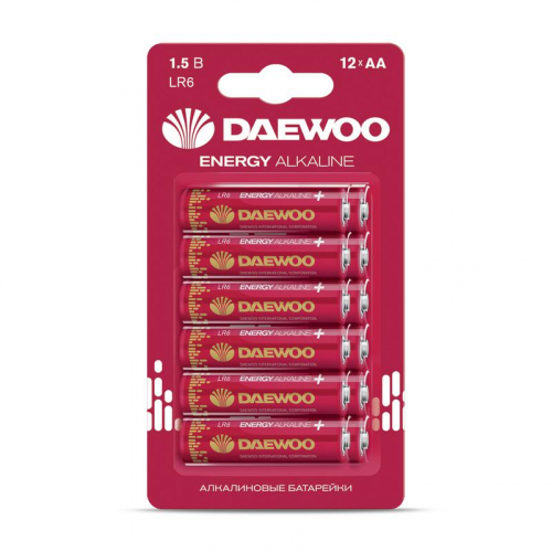 Элемент питания алкалиновый AA/LR6 1.5В Energy Alkaline BL-12 (блист. 12шт) DAEWOO 5057050 Элемент питания алкалиновый AA/LR6 1.5В Energy Alkaline BL-12 (блист. 12шт) DAEWOO 5057050