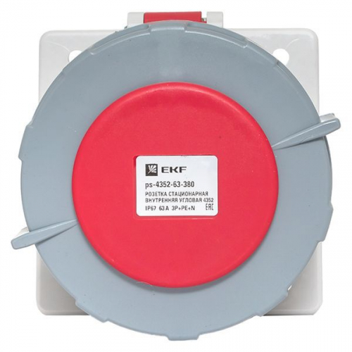 Розетка стационарная внутренняя угловая 4352 3Р+РЕ+N 63А 380В IP67 PROxima EKF ps-4352-63-380 фото 2