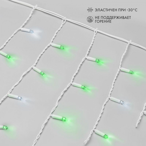 Гирлянда светодиодная "Айсикл" (бахрома) 4.8х0.6м 176LED зел. 15Вт 230В IP65 эффект мерцания провод ПВХ бел. (нужен шнур питания 303-500-1) Neon-Night 255-164 фото 2