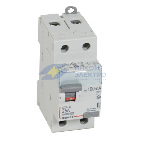 Выключатель дифференциального тока (УЗО) 2п 25А 100мА тип AC DX3 Leg 411514