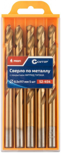 Сверло по металлу Profi с титановым покрытием 8.5х117мм (уп.5шт) Cutop 52-454 фото 3