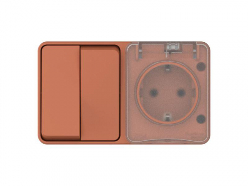 Блок ОП AtlasDesign PROFI IP54 (розетка 1-м 16А заземл. защ. шторки + 2-кл. выключатель 10А) терракот. SE ATN547074 Блок ОП AtlasDesign PROFI IP54 (розетка 1-м 16А заземл. защ. шторки + 2-кл. выключатель 10А) терракот. SE ATN547074