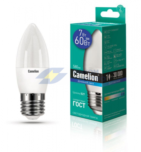 Лампа светодиодная LED7-C35/865/E27 7Вт 220В Camelion 12649
